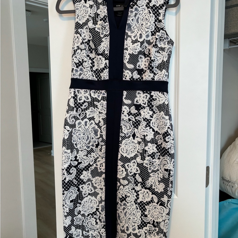 Elegant Black and White Lace Dress